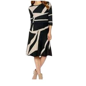 Danny & Nicole Black and Cream Abstract Knit Dress